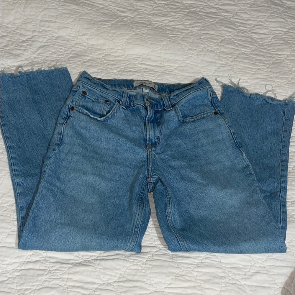 Abercrombie & Fitch Curve Love Light Blue Straight Leg Jeans